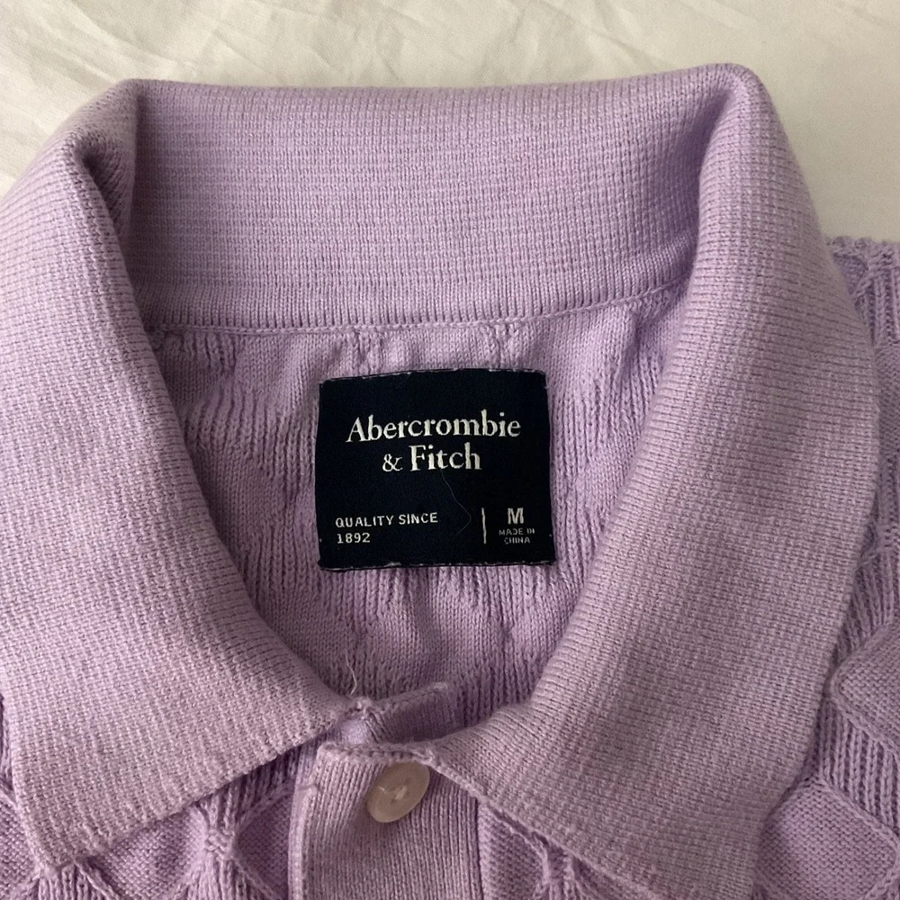Abercrombie Fitch Stitch Button Through Sweater Polo Men‎ M Textured Knit Preppy